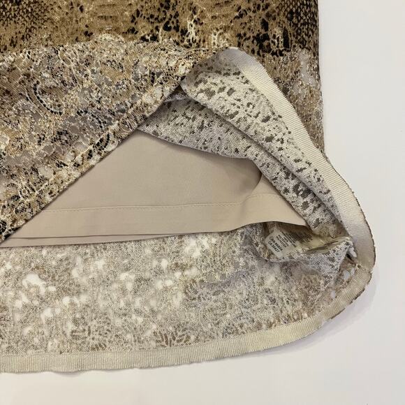 Magaschoni Snakeskin Print Knit Sweater Dress Small Silk Cashmere Sheath Beige - Picture 12 of 15